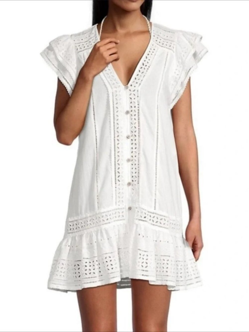 Veronica Beard Lorraine Eyelet Cotton Mini Dress